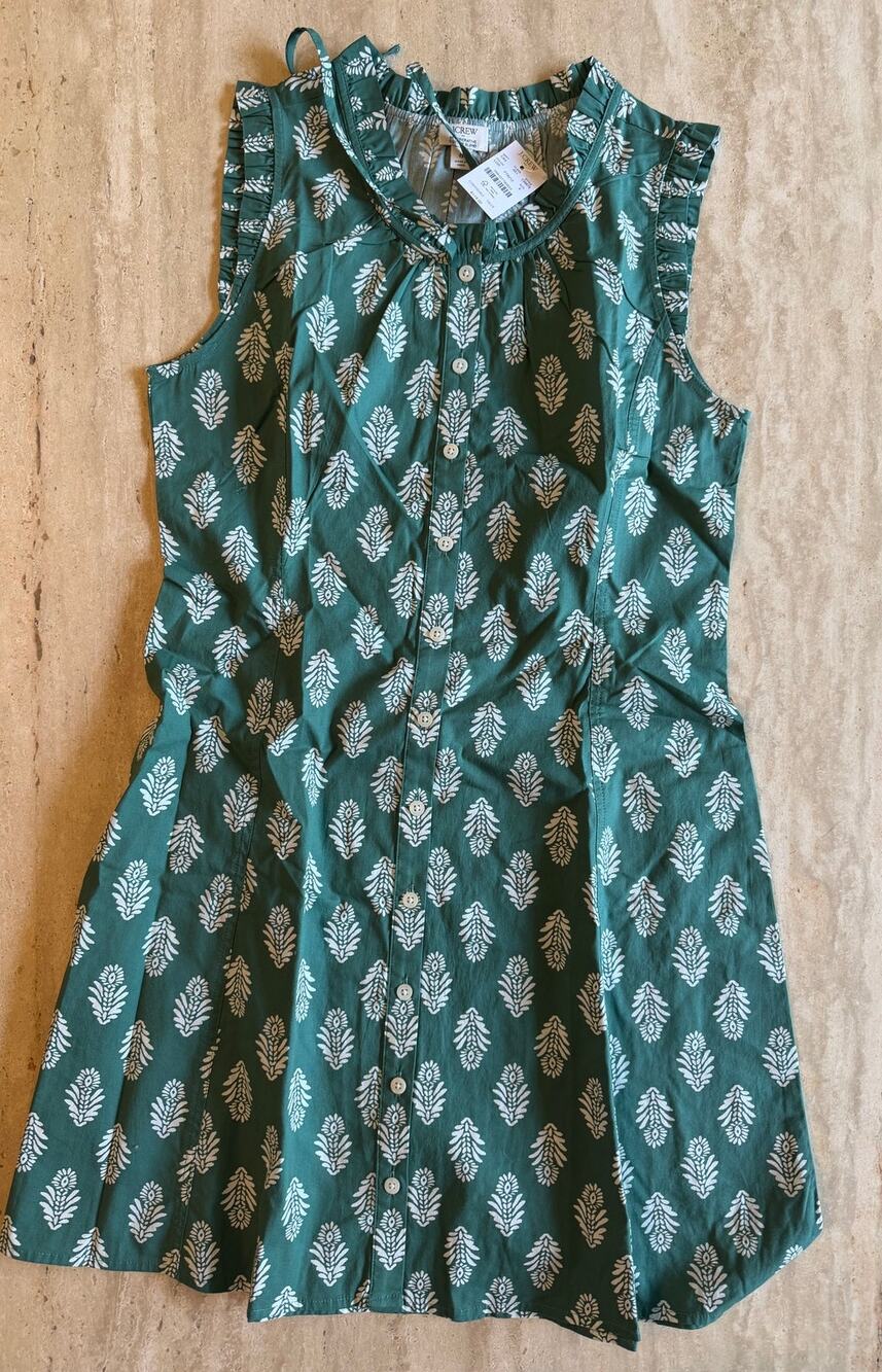 J.Crew NEW Green and White Mini Dress, Size 8